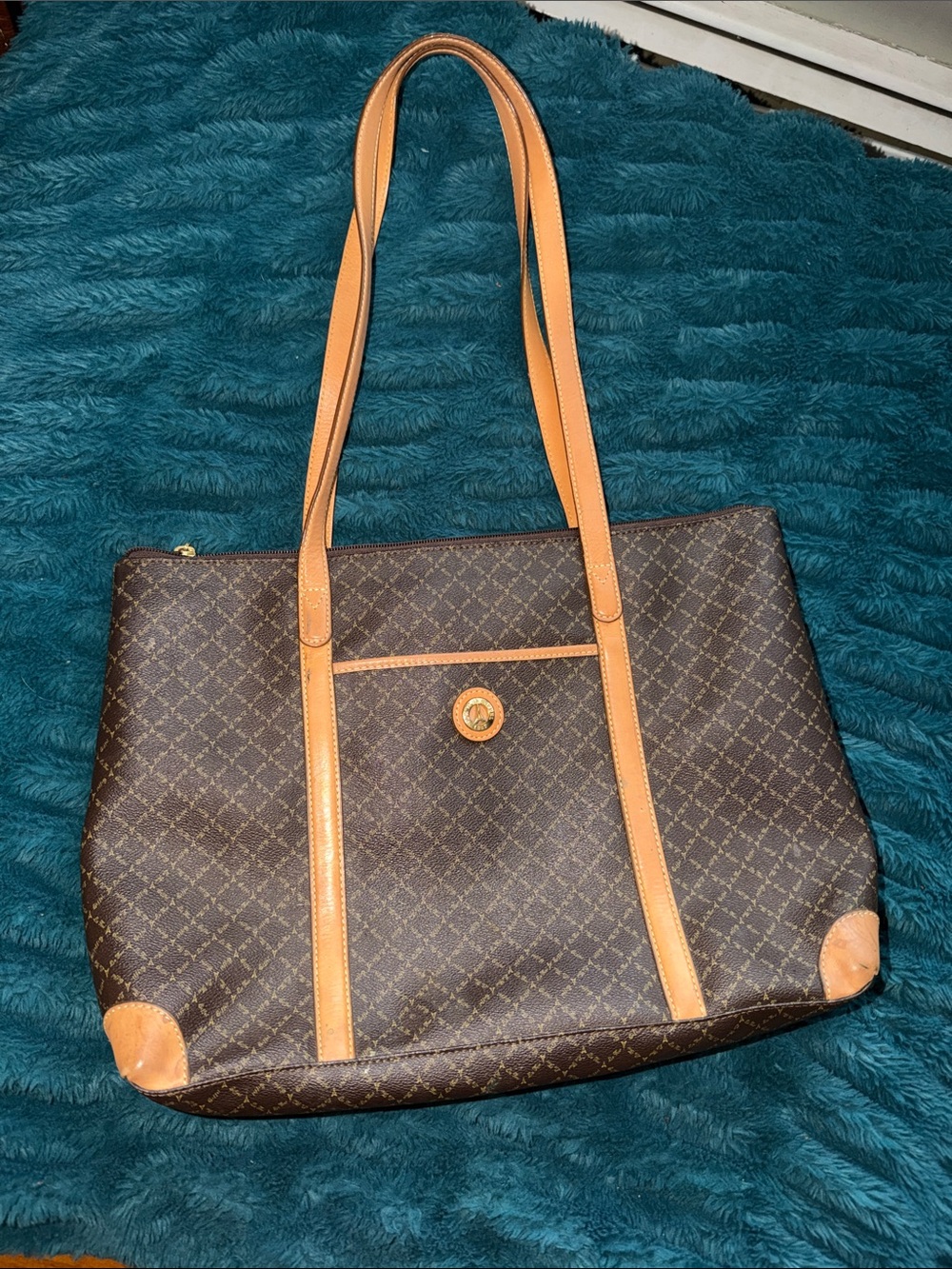 La Tour Eiffel Brown Monogram Tote with Tan Trim